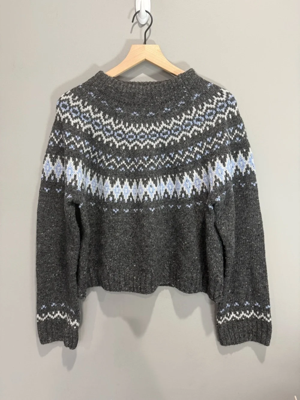 JCREW Charcoal Fair Isle Crewneck Sweater‎ - Women Size Large